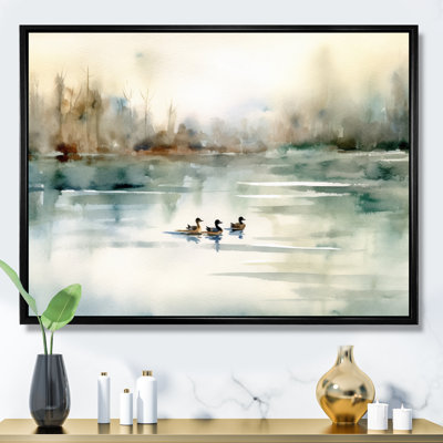 Ducks In Pond I On Canvas Print