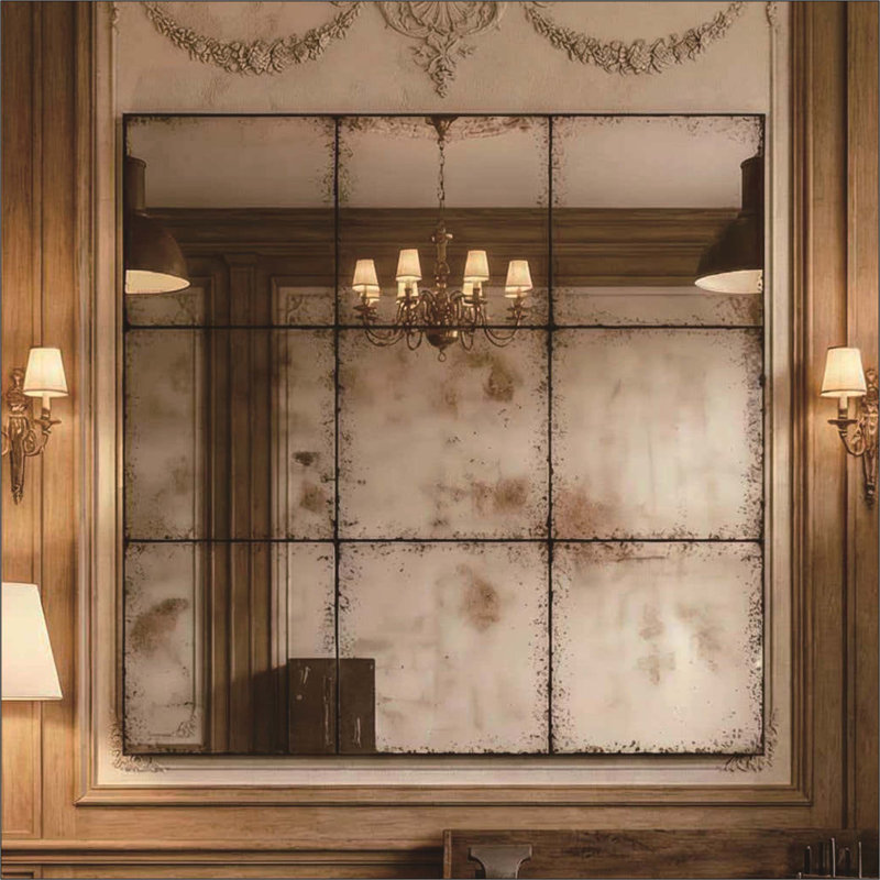 Miroir carré carré avec imagerie haute définition, décoration polyvalente pour plusieurs pièces et espaces