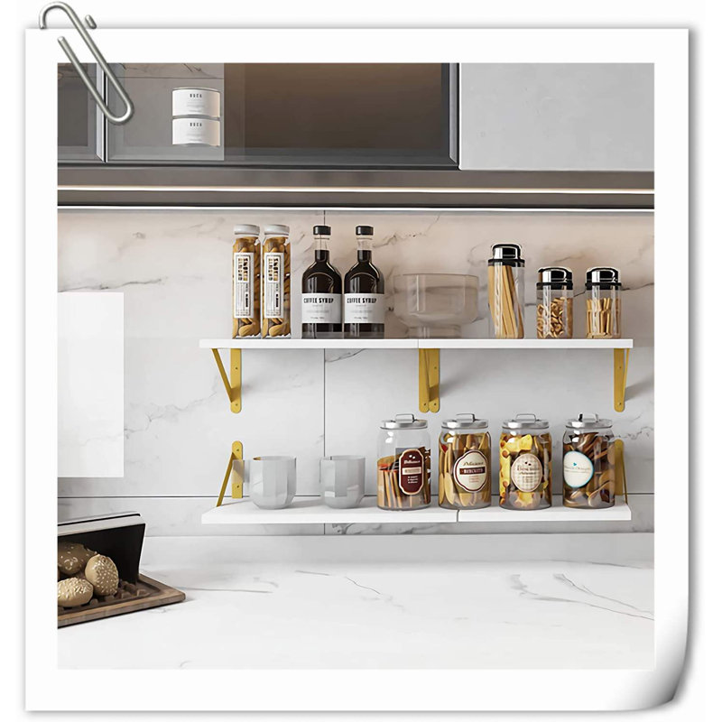 Halima 3 Piece Wood Bracket Shelf, White