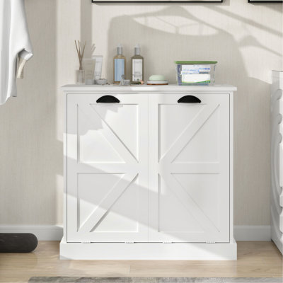 Armoire de trieur de linge à deux compartiments inclinable - blanc