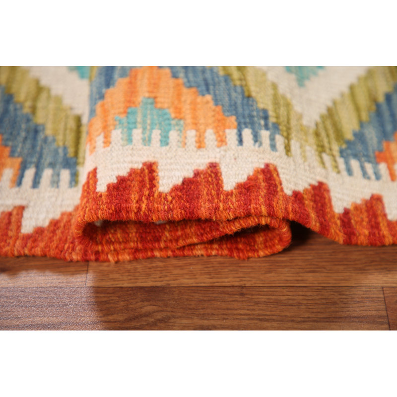 Geometric Kilim Oriental Wool Rug 3x4