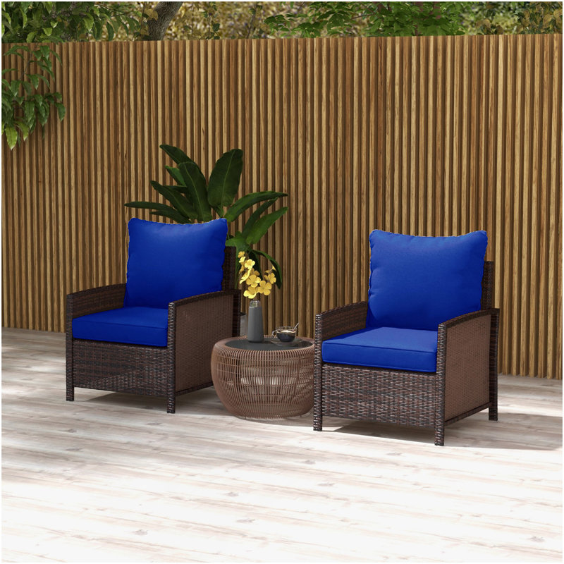Outsunny 4-Piece Patio Chair Cushion And Back Pillow Set, Seat Replacement Patio, Cushions Set For Outdoor Garden Furniture, Navy Blue