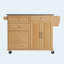 Îlot de cuisine intérieur en bambou avec plateau en acier inoxydable - Chariot mobile avec tiroirs, armoire et porte-serviettes pour la salle à manger et le bar