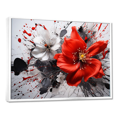 Red Grey Botanical Symphony I - Abstract Botanicals, reproduction d'art sur toile encadrée