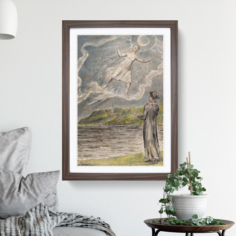 The Wandering Moon by William Blake - Picture Frame Painting, Walnut, 36cm H x 27cm W x 2cm D