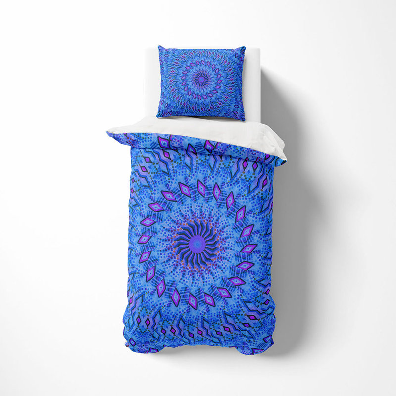 Ensemble de housse de couette et insert bleu en microfibre 3 pièces, Housse de couette simple + 2 taies d'oreiller