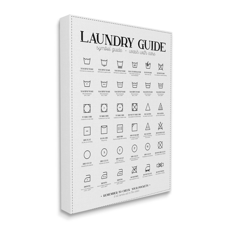 Laundry Room Minimal Symbols Guide Check Pockets Stretched Canvas Wall Art by Andrea Jasid Grassi, Wrapped Canvas