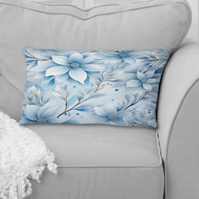 Arctic Breeze Blue Daisy - Floral Printed Throw Pillow