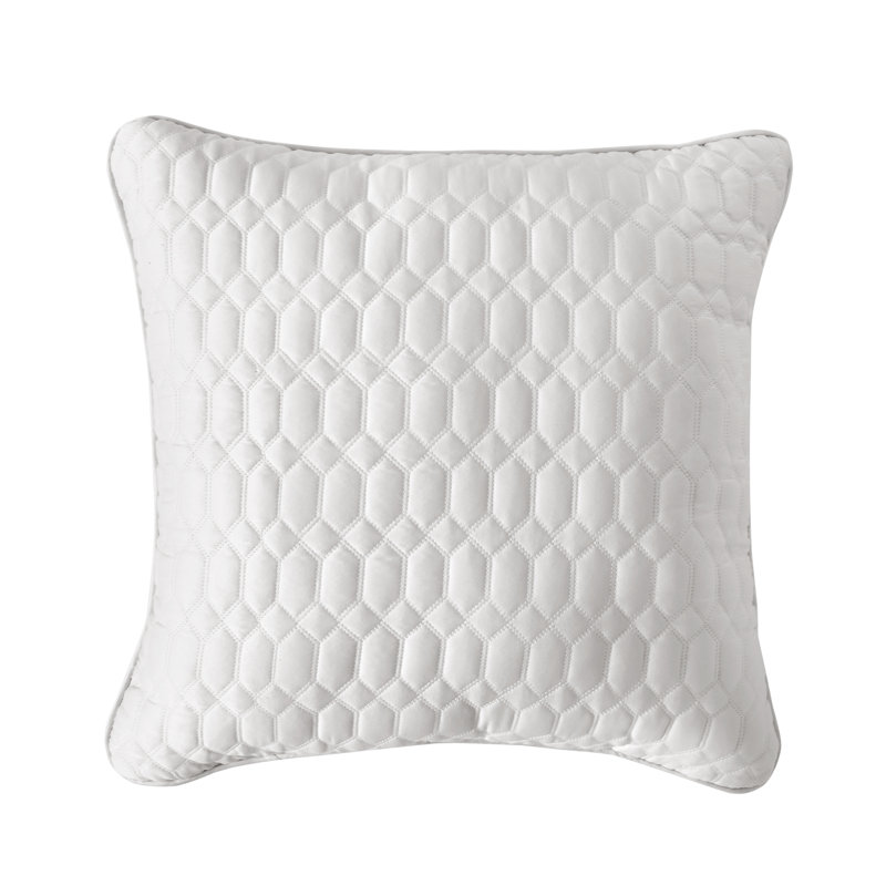Ivory Satin Quilted 20" Square Decorative Throw Pillow
