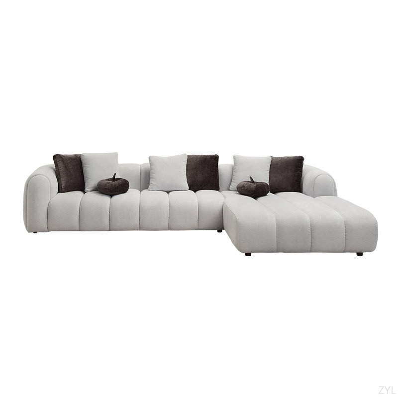 Canapé modulaire en lin blanc ivoire avec fauteuil