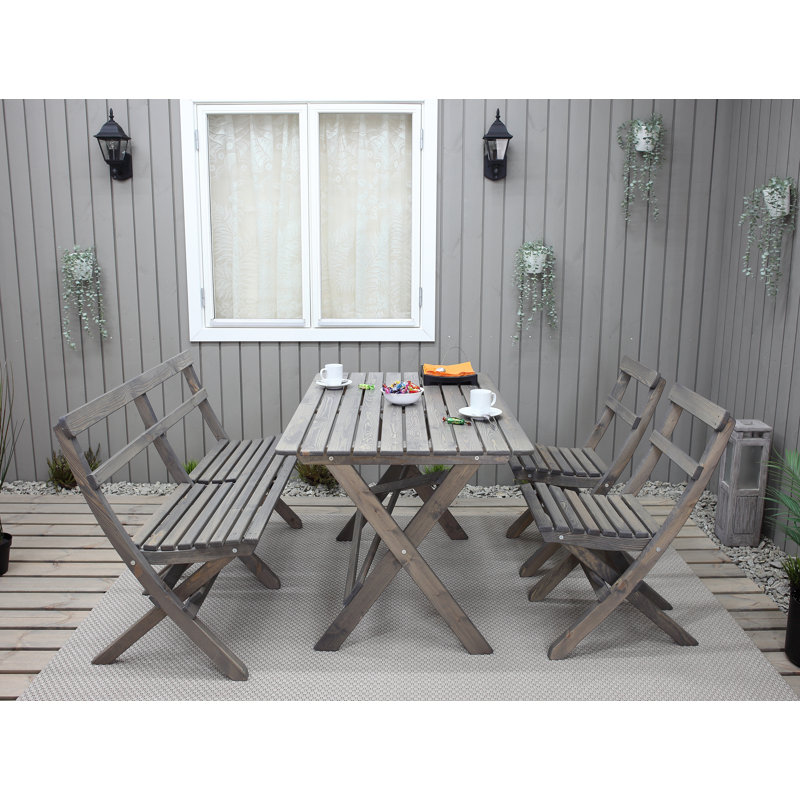 Delia 4 - Person Wood Patio Dining Set with Rectangular Table, Ash Grey