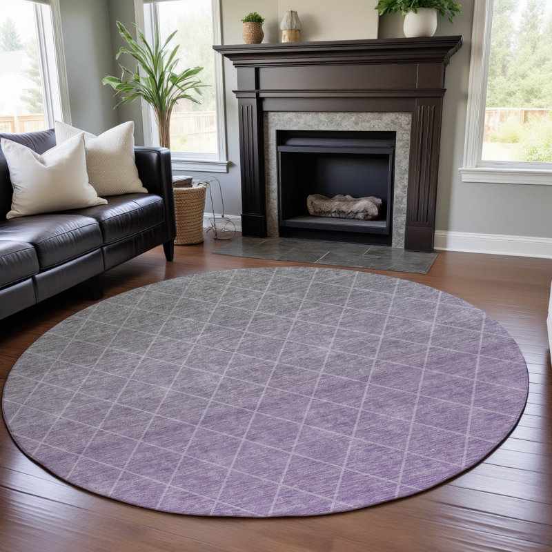 Premium Machine Washable Verrett AMF1175 Geometric Rug, Round 8'