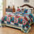  Red/Blue Floral Cotton Patch Work Quilt Set Bedding-1804321002