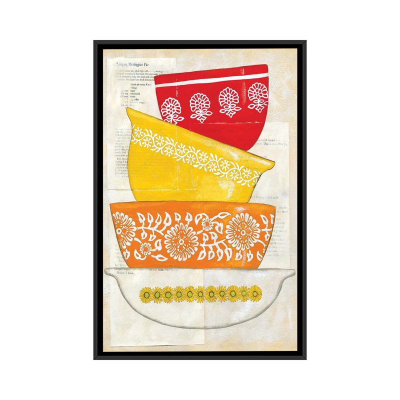 «Retro Ware I», impression sur toile, H 26 po x l 18 po x P 1,5 po, Toile avec cadre noir, Pas de tapis