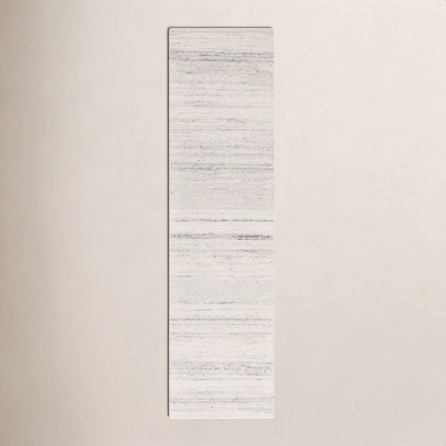 Gray Hand-Woven Striped Wool Rug, Runner 2'3" x 9'