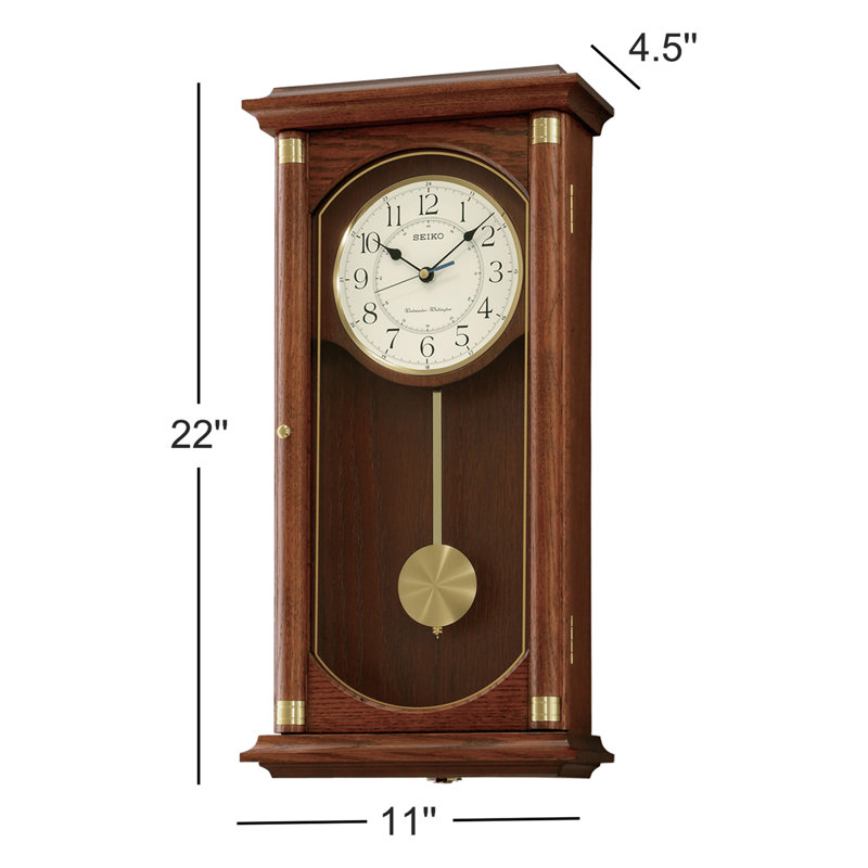 QXH039BLH Pendulum Wall Clock, Brown