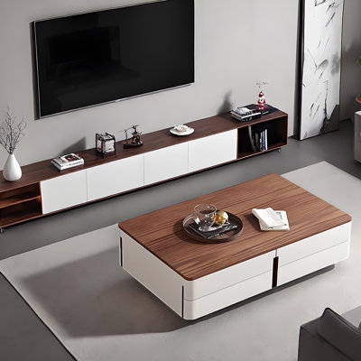 Modern Coffee Table with Saddle Leather and Steel