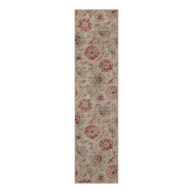 Indoor/Outdoor Botanical Area Rug, Runner 2' x 8'