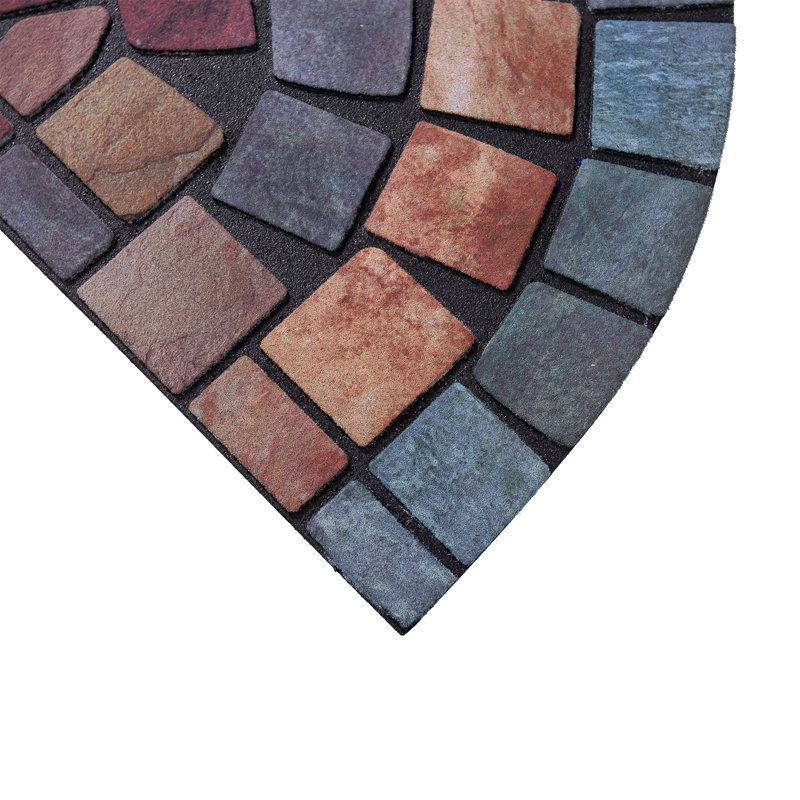  Colourful Halfmoon Doormat, Blue