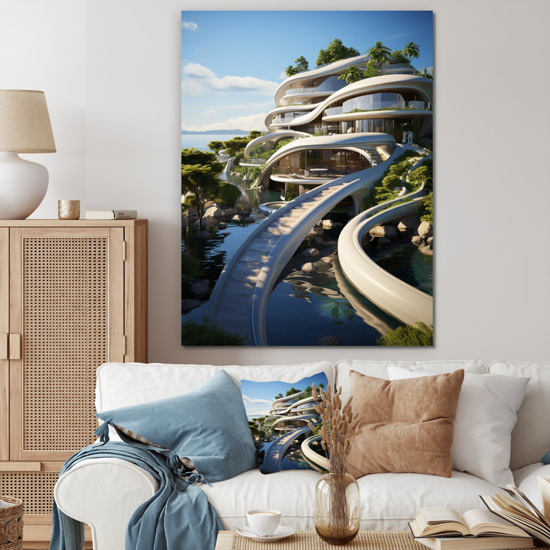 Futuriste architecture V sur toile, Toile tendue, H 32 po x l 24 po x P 1 po