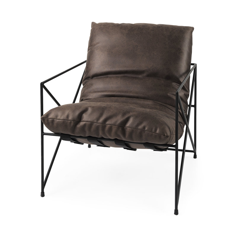 5" W Armchair, Brown Faux Leather