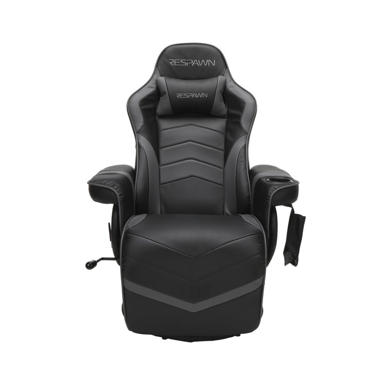 Gray Racing Style Gaming Recliner with Footrest and Cup Holder