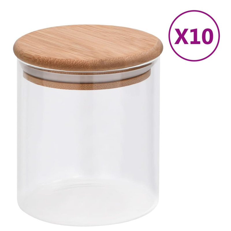 Glass Canister - Set of 10, 6.49cm H x 10.43cm W x 10.43cm D