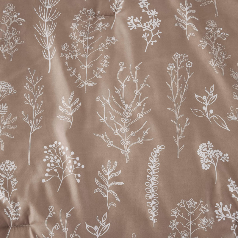 Ensemble d'édredon réversible à motif floral Best vendeur, 89 g / m², Très grand californien, Taupe clair