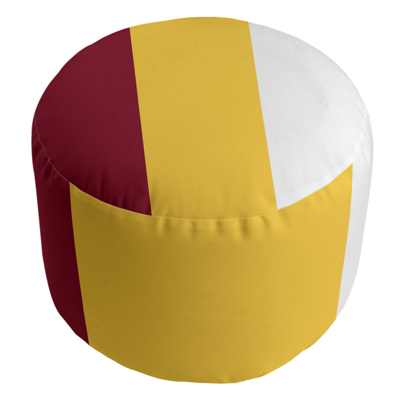 Upholstered Ottoman, Maroon/Yellow/White