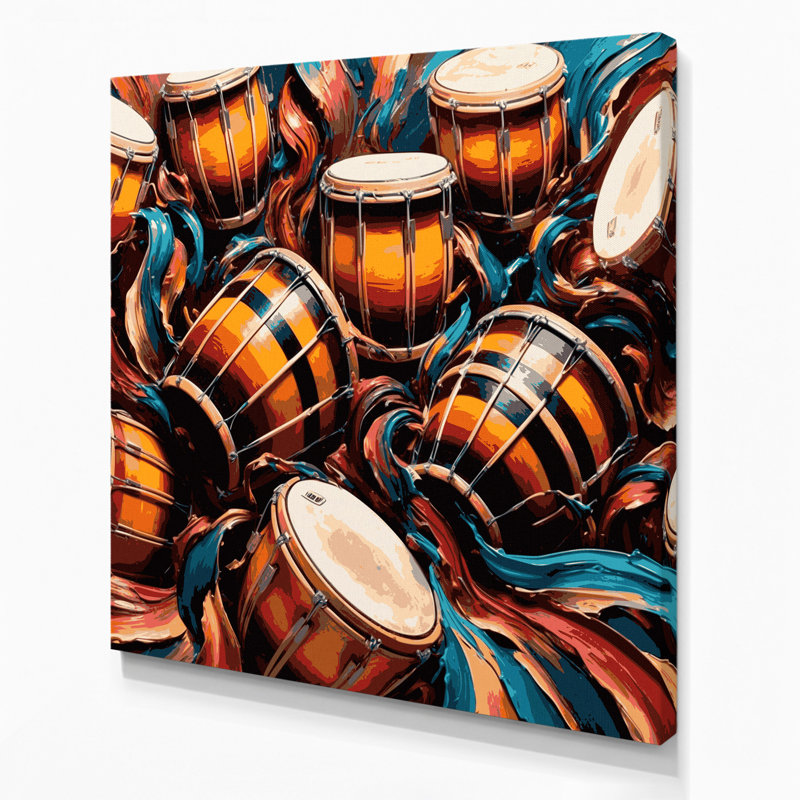 «Music Congas», art mural sur toile brune, 8" H x 8" W