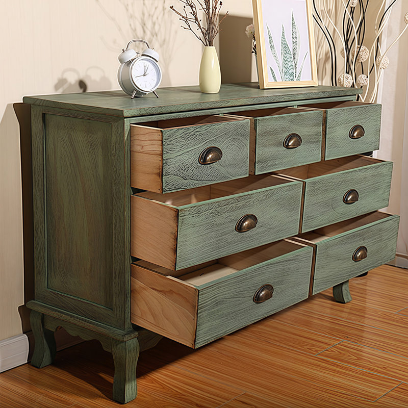 Armoire d'appoint en bois massif vert foncé, Dark Green