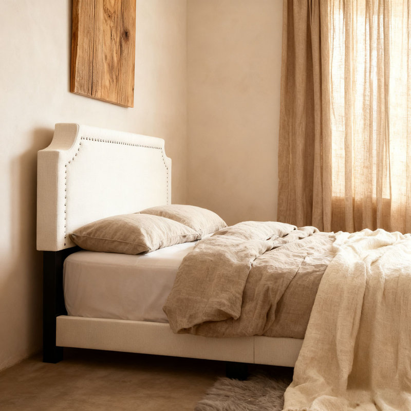 Linen Upholstered Platform Bed, Full