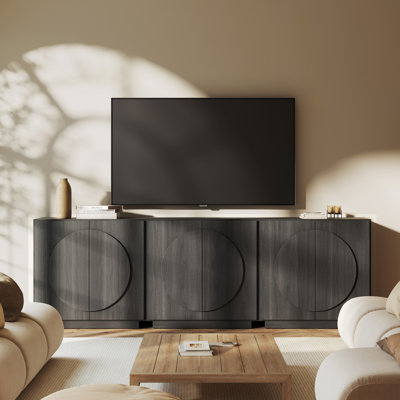 Buffet armoire cercle avec portes symétriques et tablette réglable, ensemble de 3, noir espresso