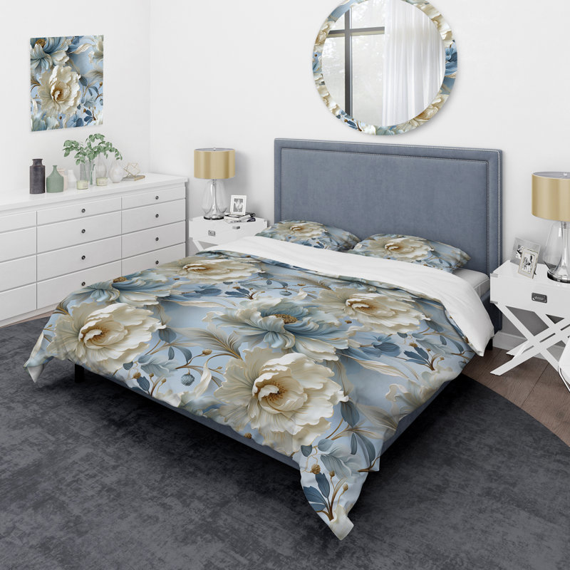 Ensemble de housse de couette Ethereal Rococo Flourish Victorian, Housse de couette simple + 1 taie décorative stan