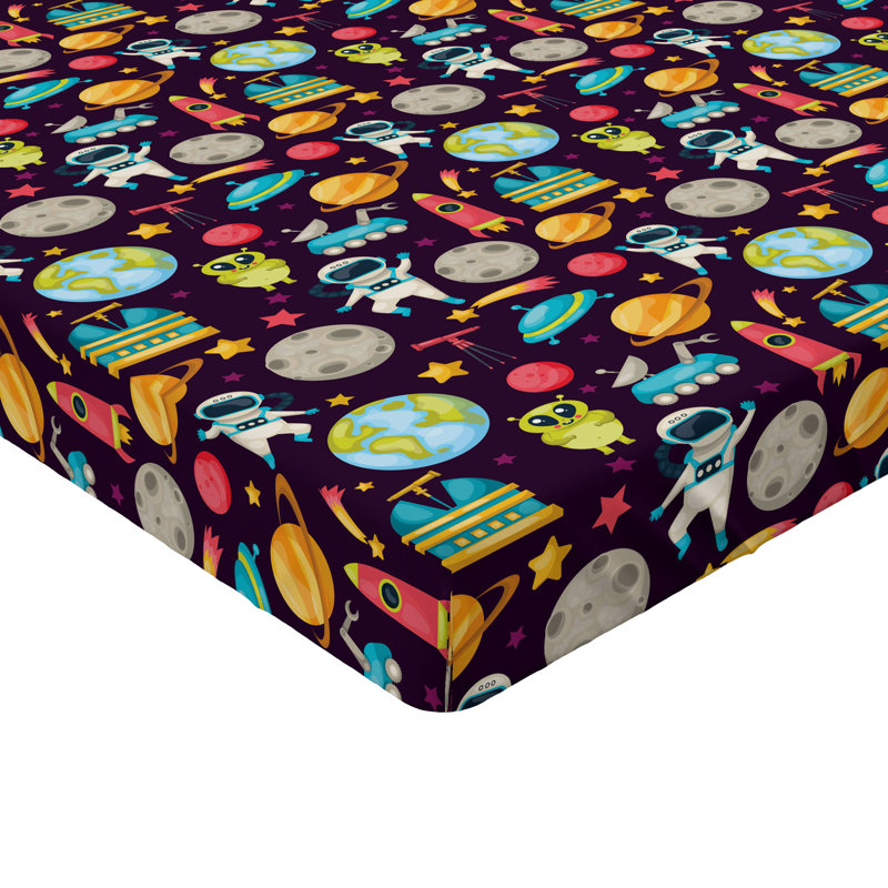 Ambesonne Space Fitted Sheet 2-Pack Galaxy Party Pattern Multicolor, Queen Fitted Sheet