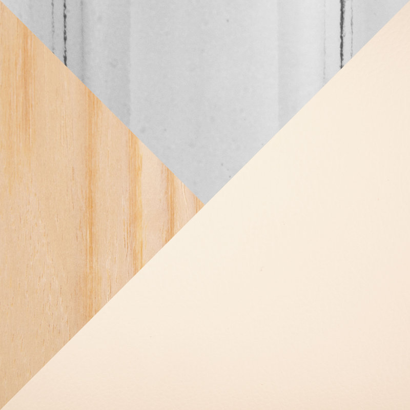 Tabourets ajustables avec repose-pieds arrondi Fayette, Chrome chrome, Similicuir crème / bois naturel