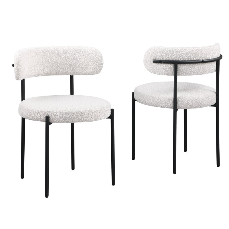 Chaise d'appoint Azianna Boucle, Crème, crème, Noir, noir, noir, noir