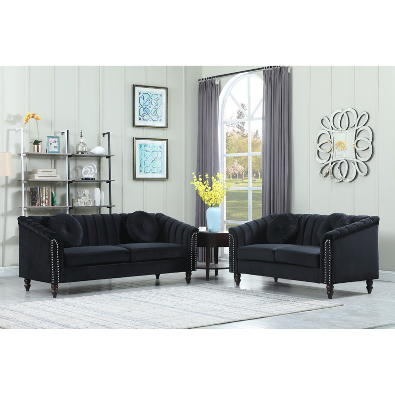Ercilia 2 - Piece Living Room Set, Very Black