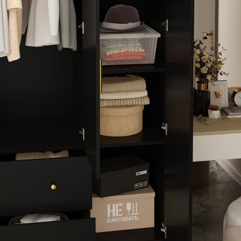 Armoire 4 portes 70,9 po Ragin, Noir