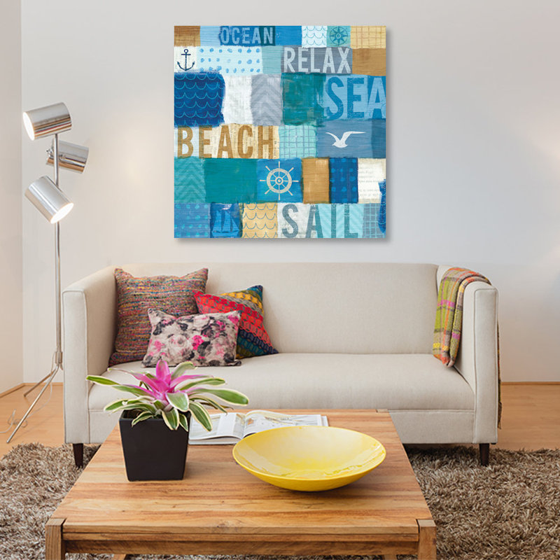 «Beachscape Series: Collage I», impression sur toile, H 12 po x l 12 po x P 1,5 po, Pas de tapis, Toile tendue