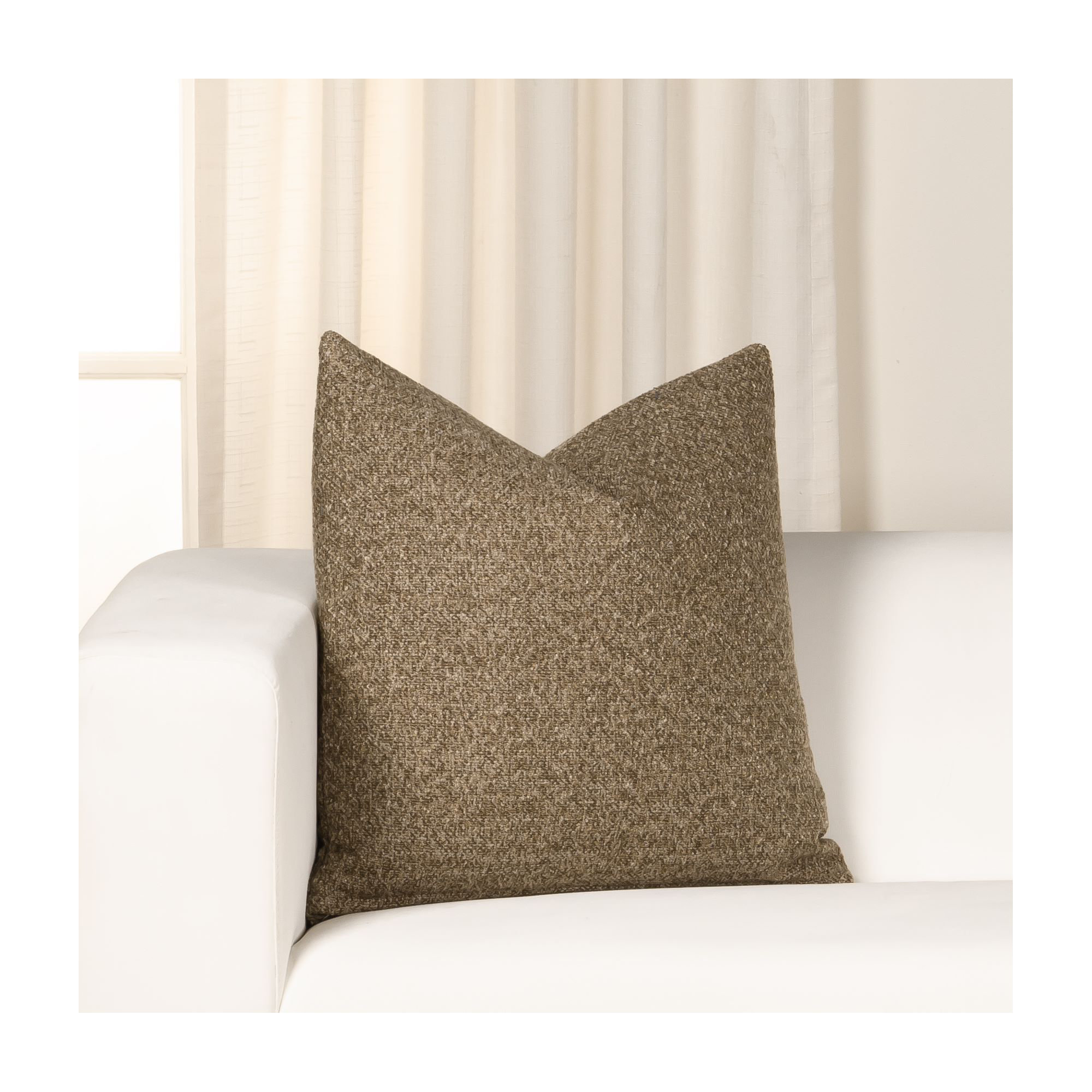 Eevi Hazelnut 20" x 20" Throw Pillow, 
Square 22", Tan, Feather