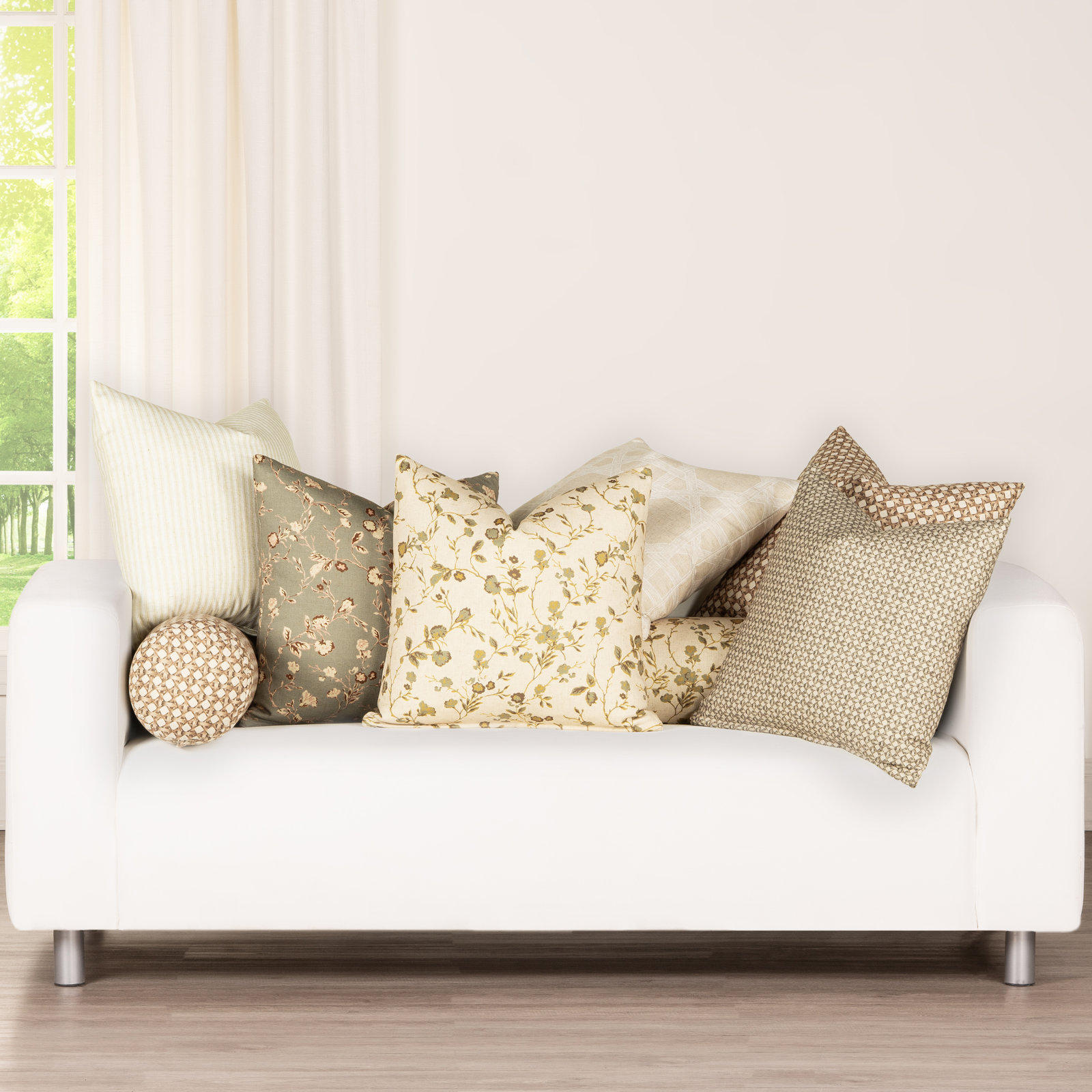 Winding Ivy Moss Throw Pillow, Polyester, Bolster 8"H x 21"W