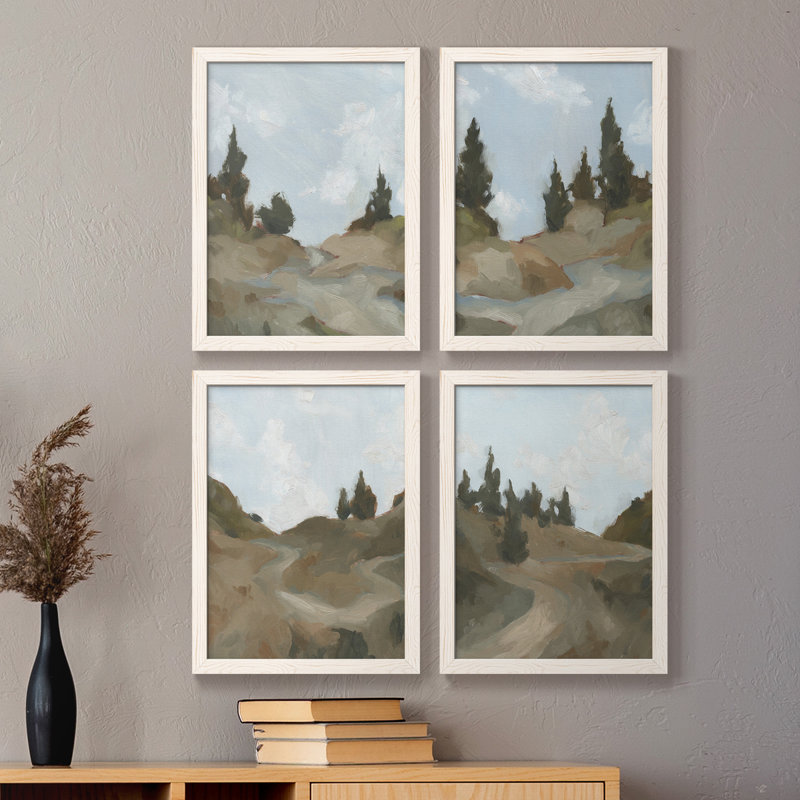 Ensemble de 4 reproductions d'art sur toile West, H 24 po x l 72 po x P 1,5 po, Blanc