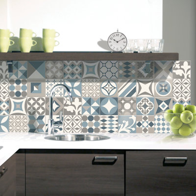 Peel and Stick Gel Backsplash Tile Vintage 9'' x 9'' (Set of 4)