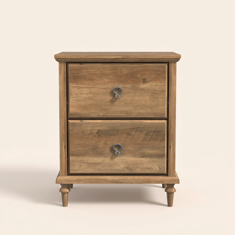 Aleana 21.5" H Solid Wood Tapered Legs 2-Drawer Nightstand (Set of 2)