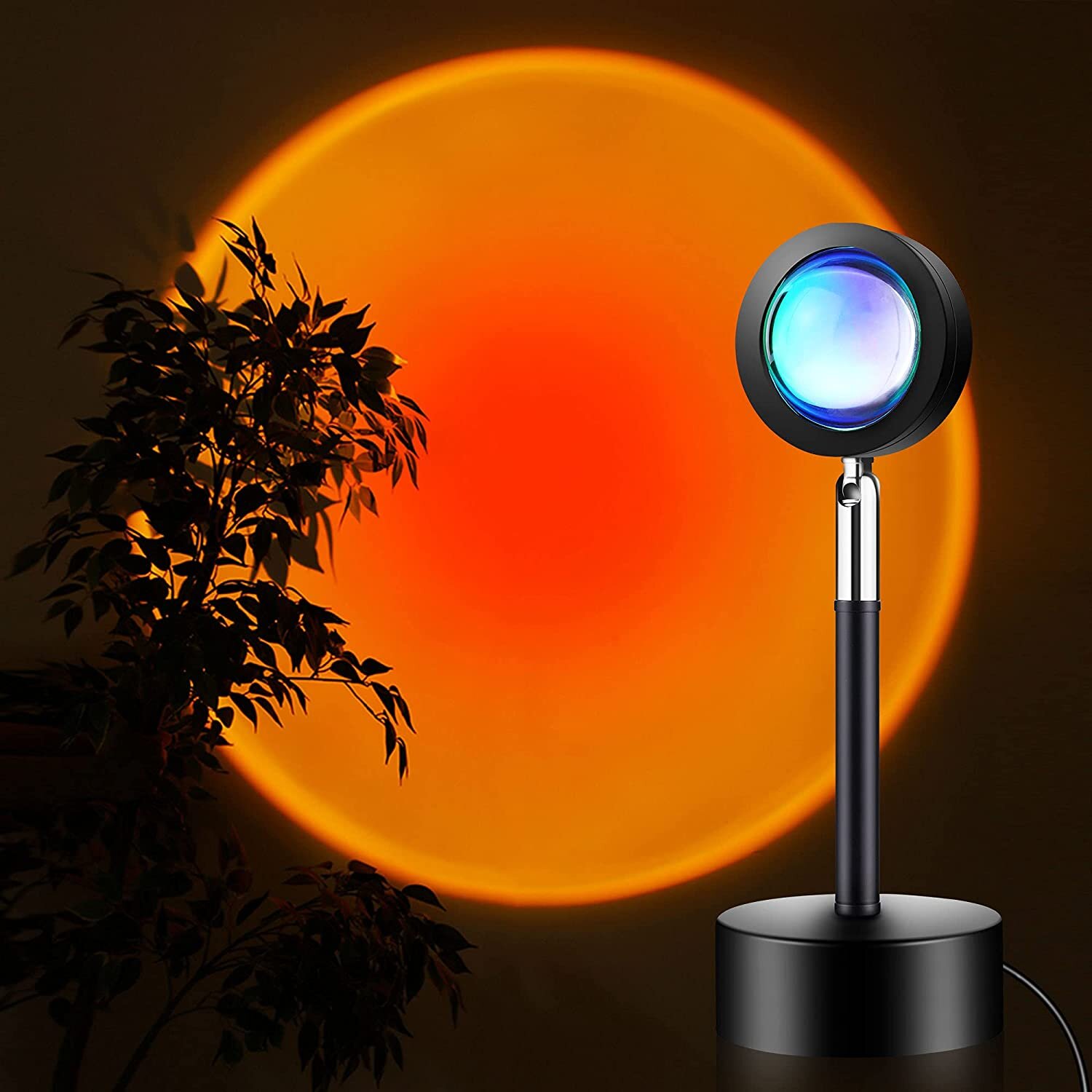 Sunset Lamp Projector Multicolor Changing LED Projection Lamp,Switch Button  and APP Control 360 Degree Rotation Sunlight Lamp for Bedroom