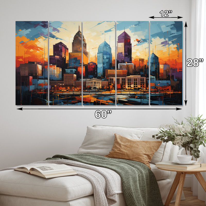 City Charlotte Collage IV sur toile, 5 pièces