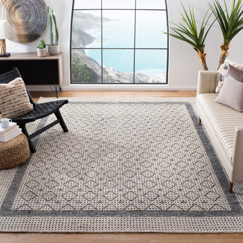 Segovia Natura Hand Woven Wool/Cotton Geometric Rug in Cream, Rectangle 9' x 12'