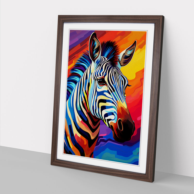 XYZ-FRM-V1223-1726 Zebra Abstract - Single Picture Frame Print on Wood, 34cm H x 25cm W x 2cm D, Walnut