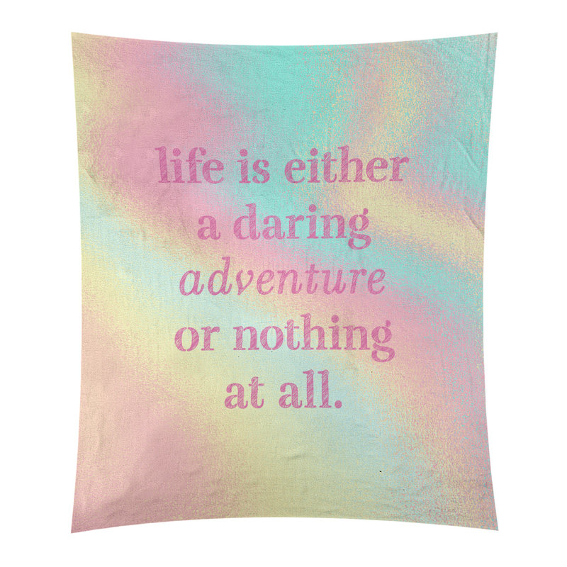 Tapisserie en polyester "life quote" adventure, H 27,5 po x l 37,5 po, Blanc / mauve